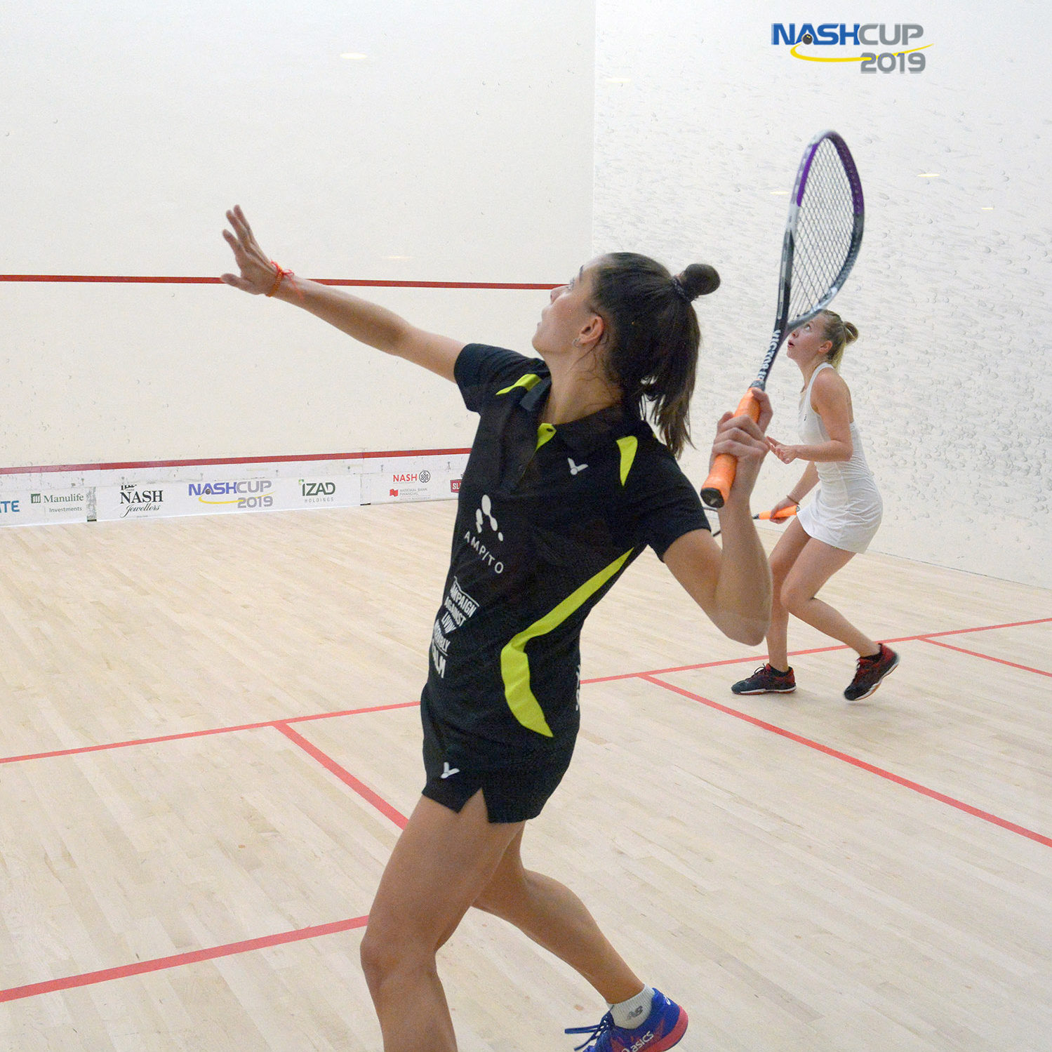 Jasmine Hutton (ENG) playing Emilia Soini (FIN) in the semi finals of the 2019 NASH Cup.