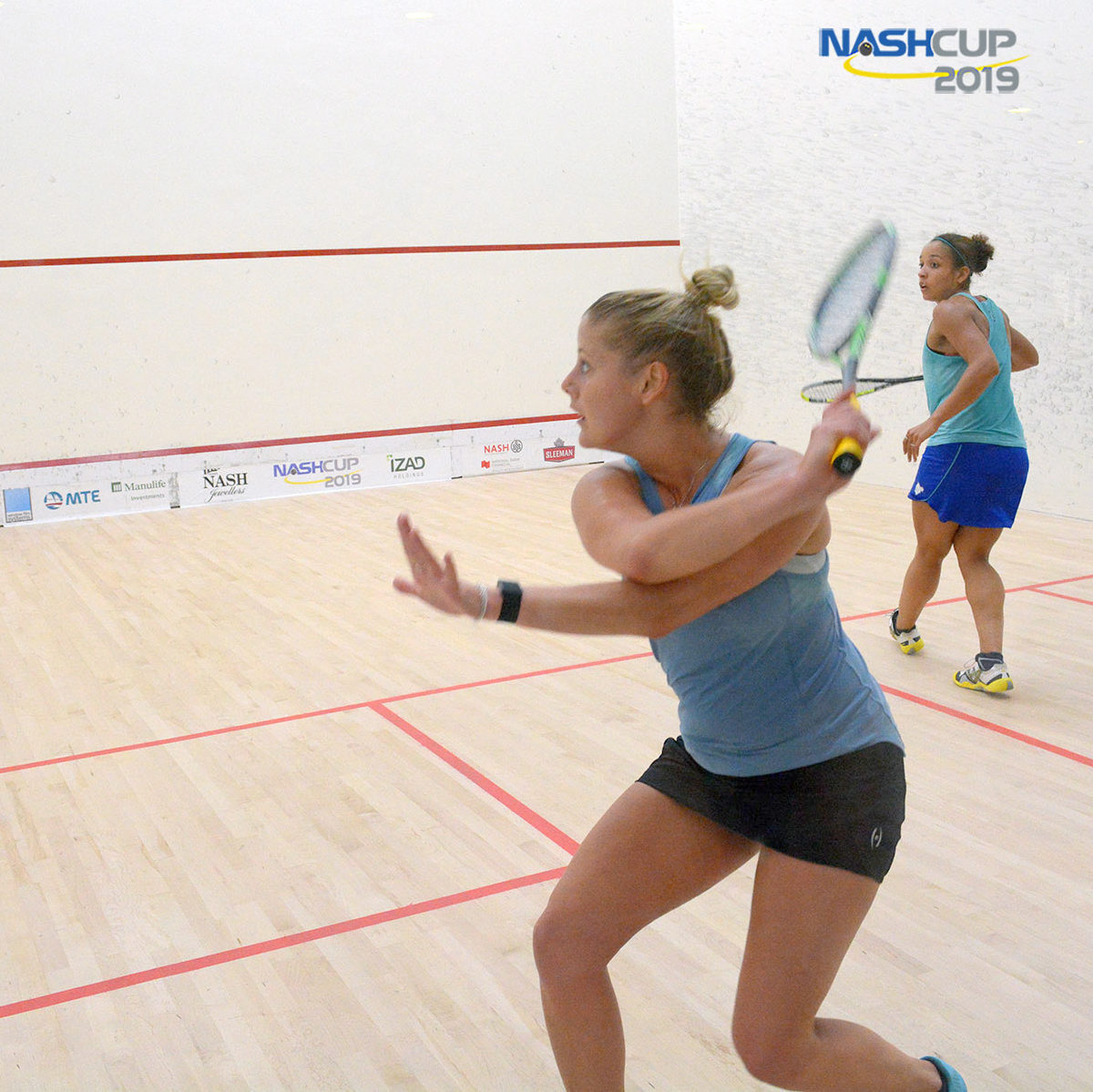 |Nikki Todd (CAN) playing Melissa Alves (FRA) in the quarter finals of the 2019 NASH Cup.|NASH Cup Sponsors